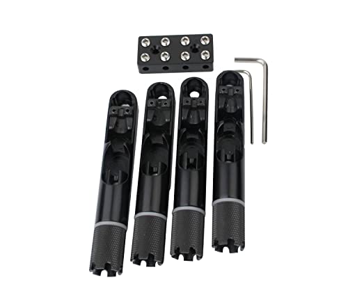 Guyker 4 Pieces Single String Fan Bass Bridge - Headless Fixed Fanned Bridges for Electric Bass Black