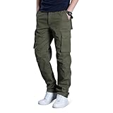 LBL Men's Cargo Work Trousers Casual Combat Trouser Multi Pockets Outdoor Pants BS012 Green L