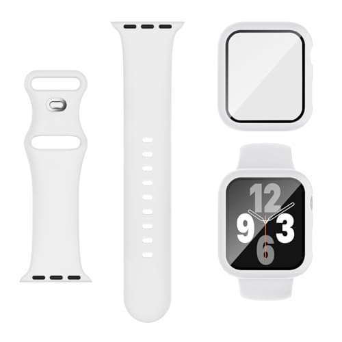 Image of Adorique 3-in-1 Compatible for Apple Watch Band 40mm 41mm 42mm 44mm 45mm 46mm, Soft Silicone Sport Strap for iWatch Series SE 10 9 8 7 6 5 4 3