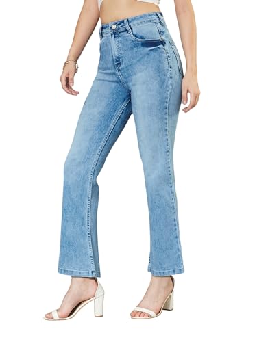 Image of Miss Chase Women's Wide-Leg High-Rise Regular-Length Stretchable Shaping Denim Jeans