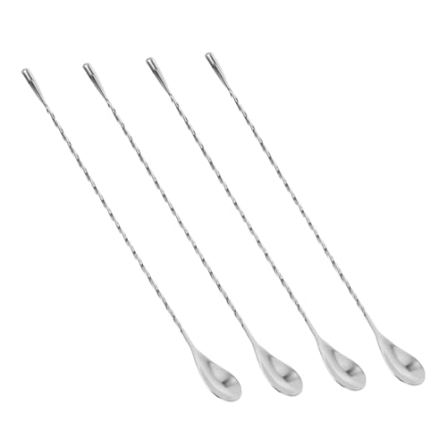 MOTHNUR 4pezzi Cucchiaio per Mescolare Cocktail in Acciaio Inossidabile Cucchiaio per caffè e tè Manico Spirale da Utensili da Bar per Bevande