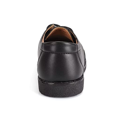 S. Tedazo Boy's Girl's Classic Lace-Up Dress Shoes School Uniform Oxford Comfort Walking Loafer Flats Black #TOP3