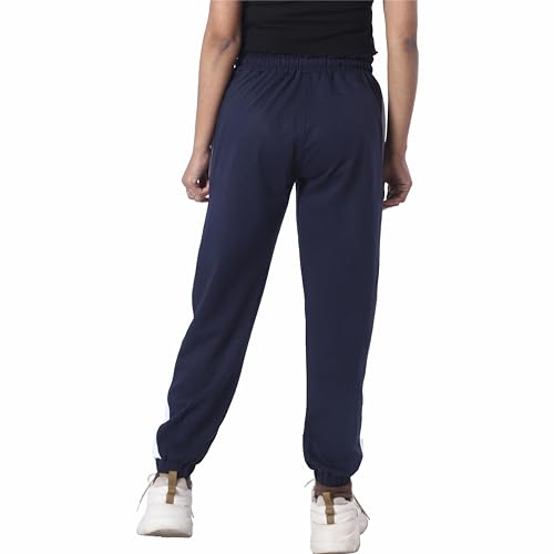 Image of London Hills Women's Regular Fit Mid Rise Cotton Blend Joggers Track Pants | Striped Track Pants