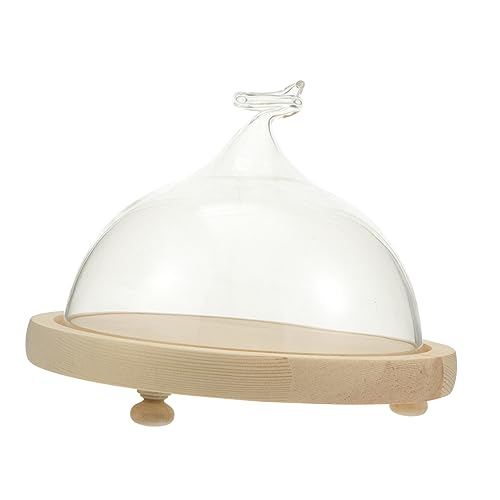 OUNONA 1 Set Glass Cover Dessert Food Snack Cover Fruit Cover Glass Food Cover Food Display Covers Food Protective Cover Dish Tray with Cover Cake Food Cover Transparent Wood