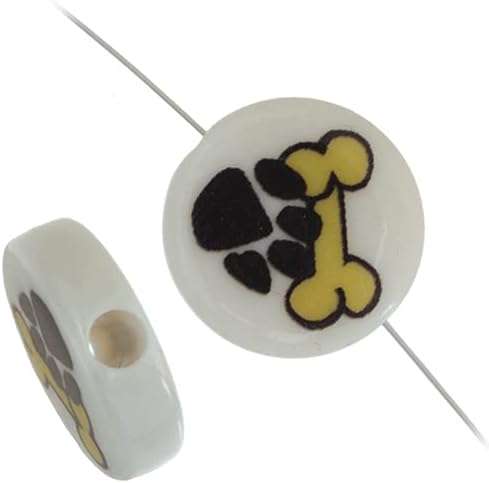 10 Pieces 19mm Dog Bone With Paw Flat Disk Pendant Bead for DIY Jewelry Making and crafts