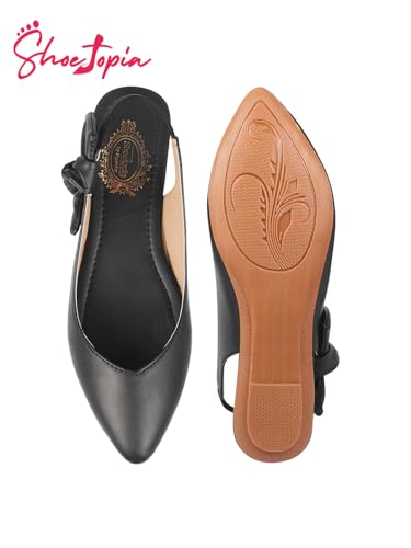 Image of Shoetopia Women's Pointed Toe Flats with Side Bow Stylish & Comfortable ||Slingback Ballet Shoes for Casual & Party Footwear