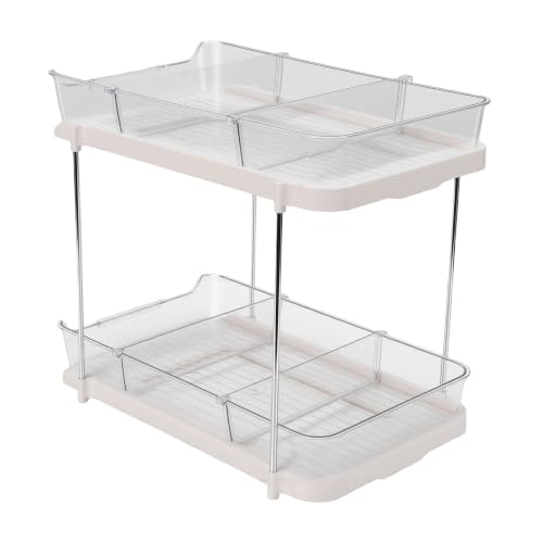 Organizador Bajo Fregadero con 2 Cajones Deslizantes, Estante de Almacenamiento de 2 Niveles (Estilo Alto)