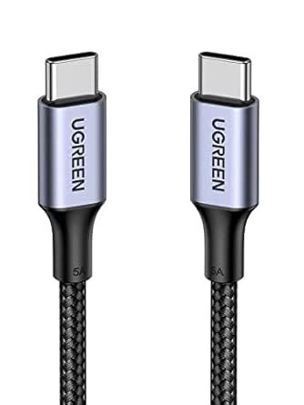 UGREEN USB C Cable 100W, PD Type C Fast Charging Cord Compatible with iPhone 17 16 15 Pro Max, Galaxy S25 S24 Ultra, Tab S11, MacBook Pro Air, iPad mini 7, Dell XPS, AirPods, PS5 Controller, 1.5ft