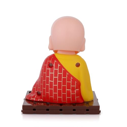 Image of YBN Moving Hand Solar Powered Monk Statue for Car Dashboard Home Decor and Office | Buddhaa| Solar Powered Moving Hand (Small) (Monk)