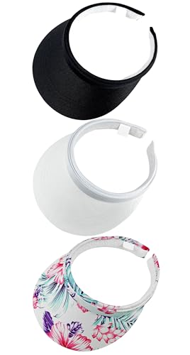 Image of 3 Pack Sports Sun Visor Hat Women Men Adjustable Clip On Visors Outdoor Golf Beach Cap