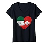 Photo Gallery donna svizzera bandiere italiane cuore | italia svizzera radici vintage maglietta con collo a v Photo Gallery donna svizzera bandiere italiane cuore | italia svizzera radici vintage maglietta con collo a v