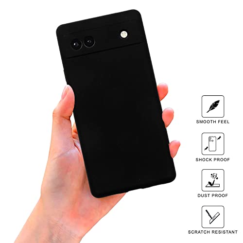 Image of SPRIG Compatible with Google Pixel 6A Phone Liquid Silicone Premium Back Cover Drop Tested Shock Proof Mobile Case for Men, Women, Boys and Girls with Camera Protection (Black)
