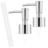 2pack Silver Soap Dispenser Pump Replacement - Soap Pump for Lotion & Regular Glass Bottles - Soap Pump Dispenser Top Replacement for Soap Dispenser Pump（Standard Diameter 28/400 Neck Size）