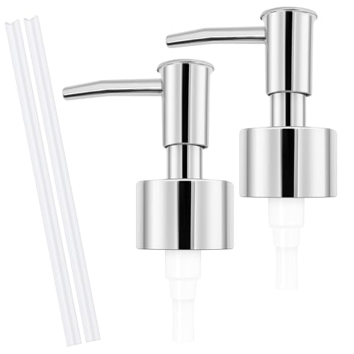 2pack Silver Soap Dispenser Pump Replacement - Soap Pump for Lotion & Regular Glass Bottles - Soap Pump Dispenser Top Replacement for Soap Dispenser PumpStandard Diameter 28/400 Neck Size
