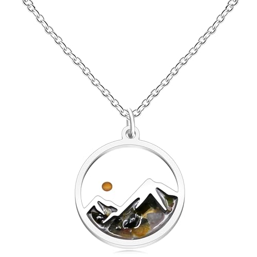 Vivaday Mustard seed Religious Rainbow Tourmaline Simple Pendant Necklace | Adventure Faith Symbol Charm Inspirational Necklaces | Adjustable Length Jewelry | Symbol of Spiritual Journey YA5071