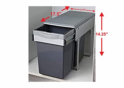 sliding Pull-Out Waste Bin (250 x 452 x 365 mm).Pull Out Storage Kitchen Cabinet dust bin (Cabinet width 10"), Plastic, Blue