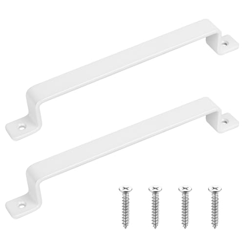 HAOCHEN Manijas de puerta de hierro fundido vintage resistentes, juego de 2, color Blanco, ideales para exteriores, garajes, armarios e interiores (230X290MM)