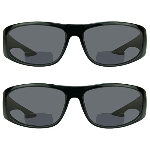 Image of proSPORT Bifocal Sunglass Readers Sports 180 Wrap Full Frame Wind Proof Driving Motorcycle Outdoor Men Women +150 to +350