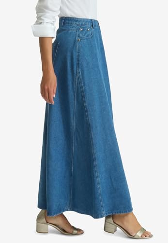 Jessica London Women's Plus Size Denim Inset Maxi Skirt3