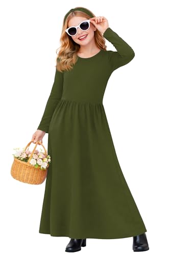 Image of Deerose Girls Maxi Dress Short Sleeve Casual Long Dresses with Pockets 5-14 Years