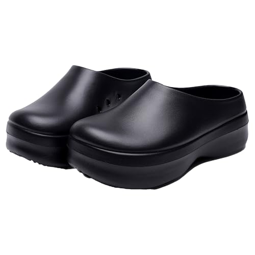 Genérico Zuecos Chef Profesionales Unisex | Impermeables y Antideslizantes | Suela 5CM para Cocina, Restaurante, Catering | Calzado Trabajo Interior y Exterior Jardinería(BLACK,40-41)