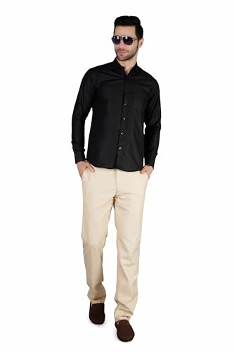 Image of Mens Slim fit Solid Casual Cotton Shirt with Spread Collar and Full Sleeves || Suitable for Office wear