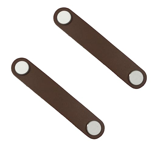 Kids Drawer Pulls 2 Pack Furniture Luggage Leather Handle Wardrobe Cabinet Drawer Anti-Collision Leather Handle Square,Brown Hole Distance 128mm