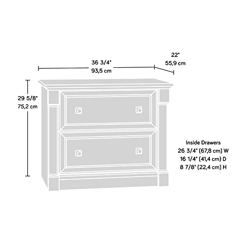 Image of Sauder Palladia 2 Drawer File Cabinet, Lateral Filing Cabinets for Home Office, Hanging File Folders Organizer, Interlocking Drawers, in Glacier Oak Finish