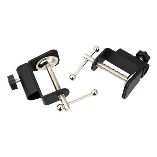 OFFSCH 2Pcs Adjustable Microphone Mount Clamp Suspension Base Clip for Live Streaming Video Recording and Singing Compatible with Rods Durable Metal Construction