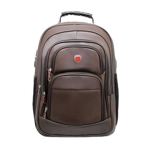 Mochila Grande Executiva Couro Sintético Notebook 15.6' USB Fone Escolar Faculdade Trabalho Resistente 50 L (Caramelo)