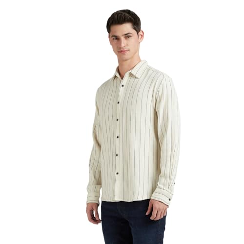 Image of Pepe Jeans Men's Casual Shirt | Striped Shirt for Men| Regular Fit | Vertical Stripes | Full Sleeve | Available in Plus Size