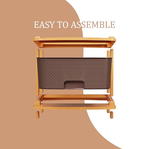 Image of TEX-RO Plastic Modular Drawer Storage Chest Of Drawers Organizer Storage Box, Large Stomo Racks For Multipurpose Organizers | Brown | 3 Layer