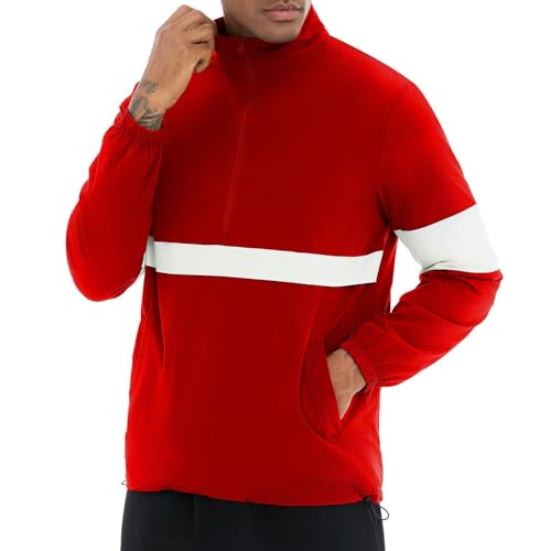 EDITCOZY Men's Lightweight Quarter Zip Pullover Casual Windbreaker for Running Golf Jackets with 3 Pockets2