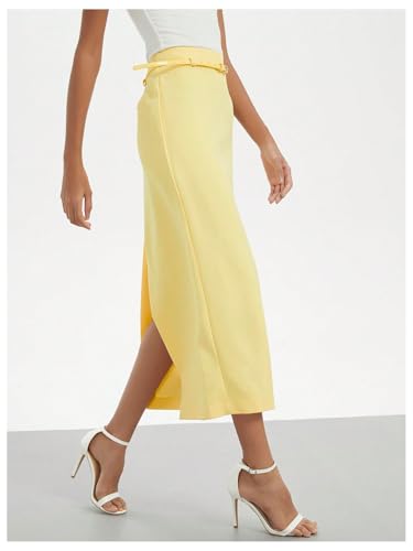 SHENHE Women's High Waisted Maxi Skirt Slit Business Work Dressy Straight Long Pencil Skirt2