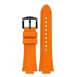 Longueur du bracelet : 21 cm WTNZBAEM Bracelet de montre en caoutchouc compatible avec les montres Oris Aquis 7330 et 7740 (24 x 11 mm 24 12 mm) convexe, noir bleu(Beige)