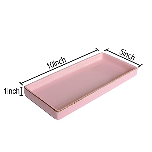 image for HANKOR 10 x 5 Ceramic Bathroom Tray for Countertop, Decorative Vanity 