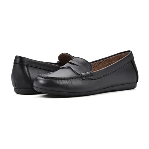 White Mountain Women's Deutzia Penny-Moc Loafer, Black/Leather, 8 M #TOP1