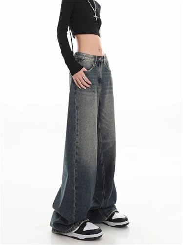 Women's Retro Straight Baggy Jeans Vintage Street Cool Ins High Waist Loose Pants Casual Denim Trousers3