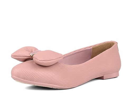 Image of LOUIS STITCH Women's Stylish Bow Ballerina Flats | Premium Closed-Toe Flat Sandals| Comfort Ballerina for Office & Everyday Style| LS-LDCF-010