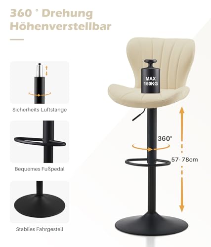 Tabourets de bar pivotants à 360° et réglables avec repose-pieds ergonomique - 8