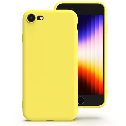 Zuvirelx Silikon Handyhülle für iPhone SE 2nd 3rd 2020/2022, iPhone 8/7 Hülle, Weiches Griff, Dünne, Minimalistisch, Stoßfest, rutschfest, Taschenpassend - Zitronengelb