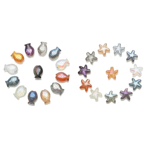 Pderlous 60 colgantes de cristal con forma de estrella de mar con forma de pez y cuentas facetadas de cristal para manualidades, joyería, accesorios de proveedores