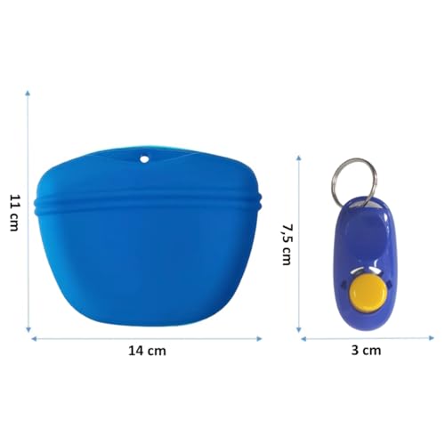Bolsa de Silicone para Petiscos e Clicker Nyp para Treinamento e Adestramento de Animais de Estimaçã