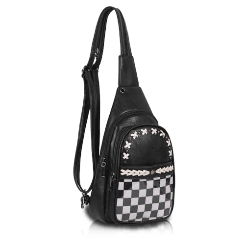 Small Sling Bag for Women Checkered Crossbody Bags Fanny Packs Chest Bag for Work Travel2