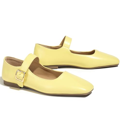 LUXMAX Mesh Mary Jane Flats for Women Leopard Square Toe Flats Low Heel Ballet Shoes Comfortable Dress Ballerina Shoes3