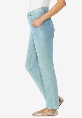 Woman Within Plus Size Womens Plus-Size Straight-Leg Stretch Denim Five-Pocket Jeans3