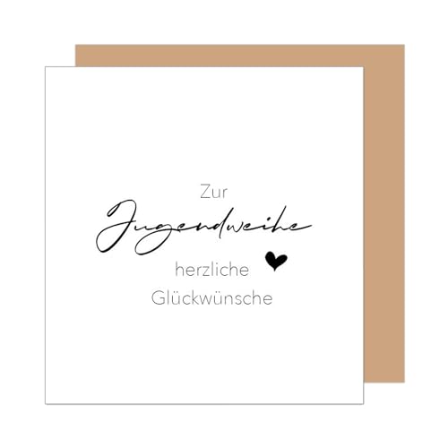 Edition Seidel Premium quadratische Glückwunschkarte zur Jugendweihe mit Umschlag. Jugendweihekarte Karte Grußkarte Junge Mädchen Jugendliche Herz (JWQ104 SW025)