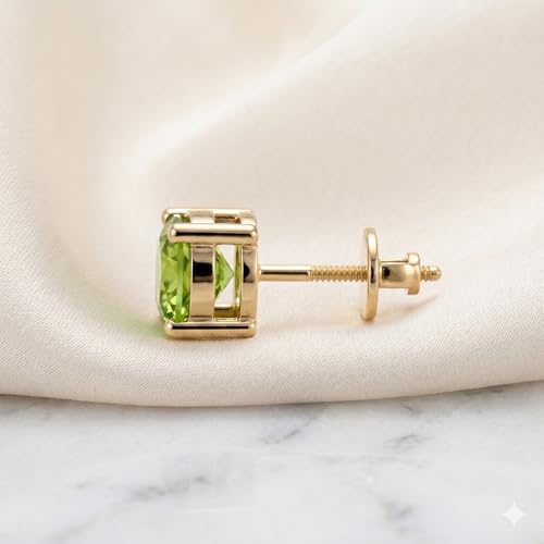 Image of Single Stud For Men & Boys | Gold Plated Pure 925 Sterling Silver Earring | 6mm X 6mm Round Shaped Gemstone Single Screwback Stud | Gift for Men & Boys | Model ERSMY00935