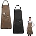 Czemo Delantal,2 Piezas Delantales de Cocina,Delantal de Ajustable Impermeable con Bolsillos,Hombre Mujer Delantal Mandil para Jardinería Restaurante Barbacoa Cocinar Hornear,70x80cm(Marrón y Negro)