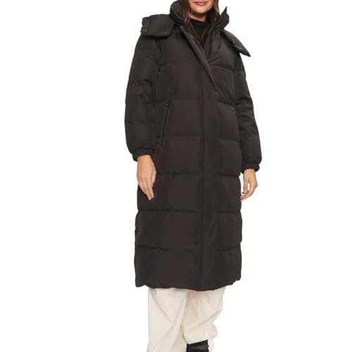 Geox W Larysse Long Parka Chaqueta, Negro, 46 Mujeres